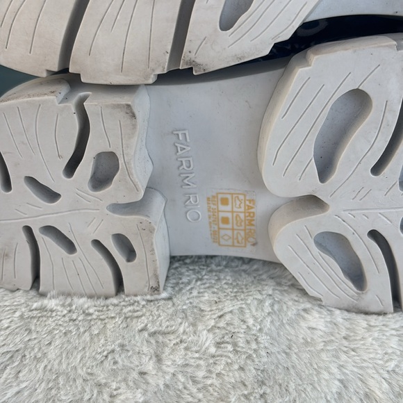 EUC FARM RIO Lug Sole Puffer Booties Pineapple Flower Women Quilted 6.5 Orange - Picture 5 of 8